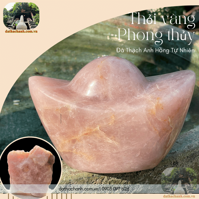 Thỏi vàng đá thạch anh hồng tự nhiên mang đến tài vận, khởi sự thành công 14 Thỏi vàng đá thạch anh hồng tự nhiên