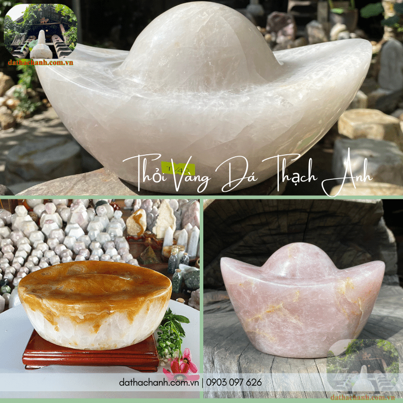 Thỏi vàng phong thủy đá thạch anh 12 Thỏi vàng đá thạch anh